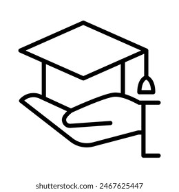 Graduation icon in thin line style Vector illustration graphic design