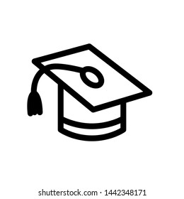 Graduation icon vector , design inspiration template business, illustration emblem isolated , outline solid black background white