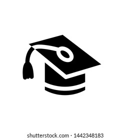 Graduation icon vector , design inspiration template business, illustration emblem isolated , outline solid black background white