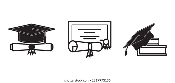 Graduation icon Vector  Education, academic degree. Signs, outline symbols collection, simple thin line icons set for websites, web design, mobile app, 
