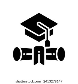 graduation icon. vector glyph icon for your website, mobile, presentation, and logo design.