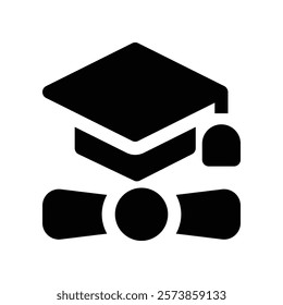 graduation icon. vector glyph icon for your website, mobile, presentation, and logo design.