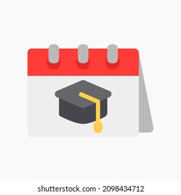 Graduation icon vector illustration in flat style about calendar and date, use for website mobile app presentation