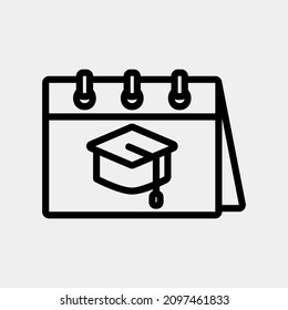 Graduation icon vector illustration in line style about calendar and date, use for website mobile app presentation