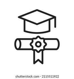 Imagen vectorial de icono de graduación. También se puede usar para Fitness físico. Adecuado para aplicaciones móviles, aplicaciones web y medios impresos.