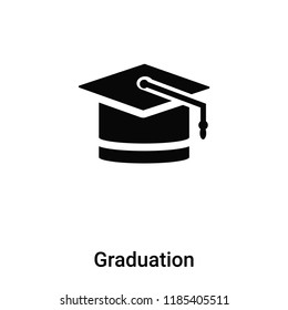 Graduation icon vector isolated on white background, logo concept of Graduation sign on transparent background, filled black symbol