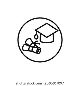 Graduation icon vector line logo art