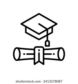 graduation icon. vector line icon for your website, mobile, presentation, and logo design.