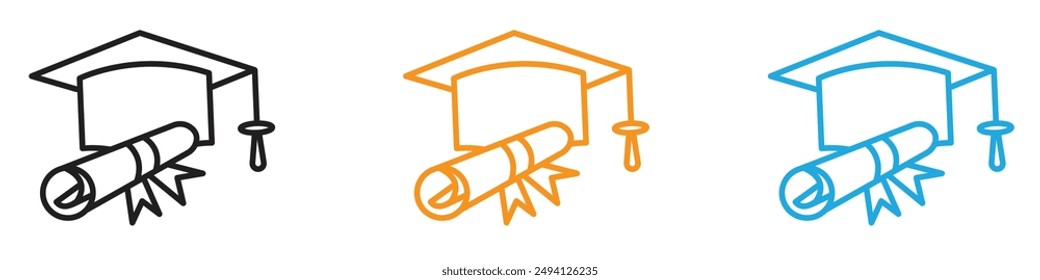 Graduation icon vector logo set collection for web app ui