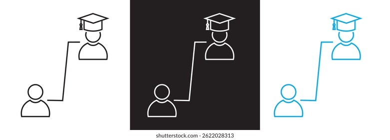Ícone de graduação. Vetor para sites, interfaces móveis, apresentações, banner, marca visual etc. Ilustração vetorial. isolada no plano de fundo branco e preto. EPS 10