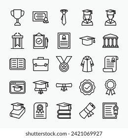 graduation icons collection. school, student, learning, diploma, icons set. vector illustration