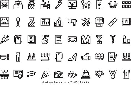 Graduation icons High-Quality Vector Icons Collection with Editable Stroke. Ideal for Professional and Creative Projects.