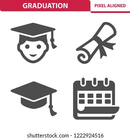 Graduation Icons. Professional, pixel perfect icons, EPS 10 format.