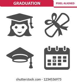 Graduation Icons. Professional, pixel perfect icons, EPS 10 format.