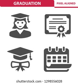 Graduation Icons. Professional, pixel perfect icons, EPS 10 format.