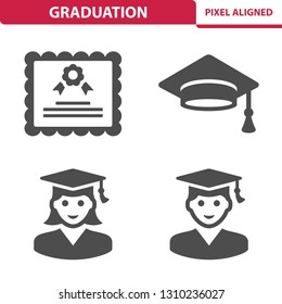 Graduation Icons. Professional, pixel perfect icons, EPS 10 format.