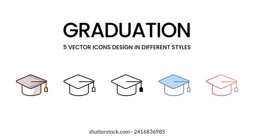 Graduation icons set vector illustration. vector stock,
