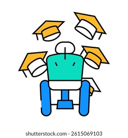 graduation inclusive life line icon vector. graduation inclusive life sign. isolated symbol illustration