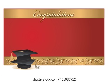 Graduation invitation card with graduation caps. Vector.
