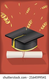 graduation invitation card with hat