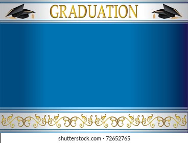 Graduation invitation card with mortars