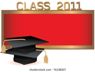 Graduation invitation card with mortars