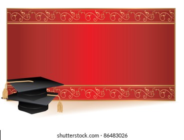 Graduation invitation card with mortars