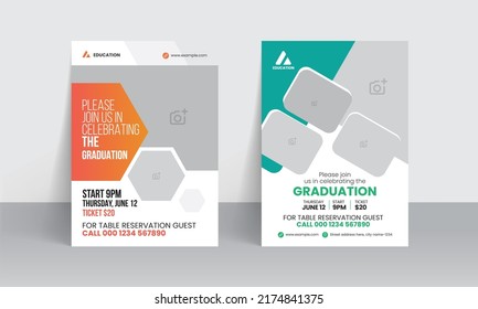 Graduation Invitation Flyer Template And Education Celebration Invite Card Design