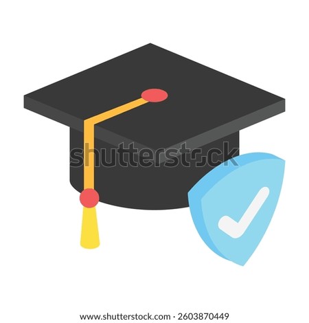 Graduation isometric 3D icon, mini illustration. use for modern concept, print, UI, UX kit, web and app development. Vector EPS 10, related to learning and education, science
