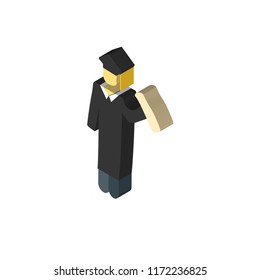 Graduation isometric left top view 3D icon