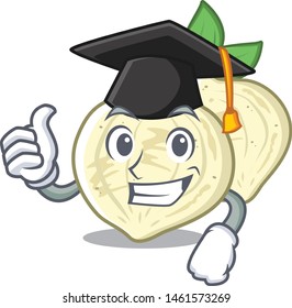 Graduation jicama slices in a cartoon bowl