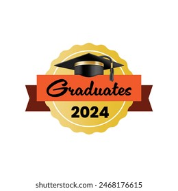 Graduation label. Class of 2024 congratulations graduates