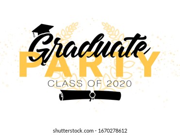 Graduation label. Lettering Class of 2020 for greeting, invitation card. Vector text for graduation design, congratulation event, party, high school or college graduate.