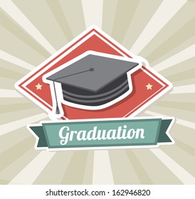 graduation label over  grunge background vector illustration 