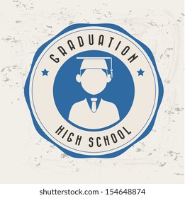 graduation label over pattern background vector illustration