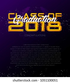 Graduation label. Vector template of announcement or invitation to Graduation ceremony or party, high school or college graduate. There is place for your text.