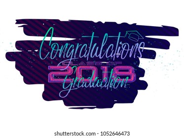 Graduation label. Vector text for graduation design, congratulation event, party, high school or college graduate. Lettering Class of 2018 for greeting, invitation card