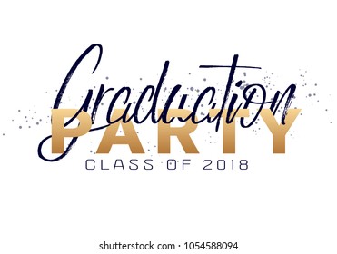 Graduation Label. Vector Text For Graduation Design, Congratulation Event, Party, High School Or College Graduate. Lettering Class Of 2018 For Greeting, Invitation Card