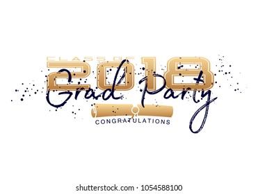 Graduation label. Vector text for graduation design, congratulation event, party, high school or college graduate. Lettering Class of 2018 for greeting, invitation card