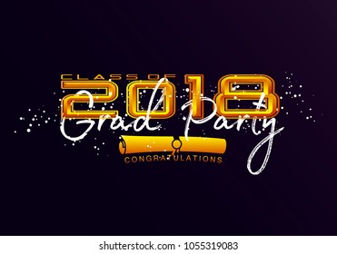 Graduation label. Vector text for graduation design, congratulation event, party, high school or college graduate. Lettering Class of 2018 for greeting, invitation card