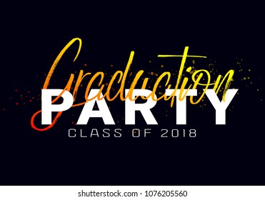 Graduation label. Vector text for graduation design, congratulation event, party, high school or college graduate. Lettering Class of 2018 for greeting, invitation card