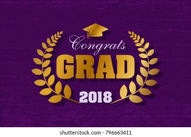 Graduation label. Vector text for graduation design, congratulation event, party, high school or college graduate. Lettering Class of 2018 for greeting, invitation card