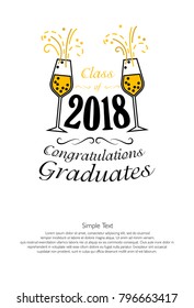 Graduation label. Vector text for graduation design, congratulation event, party, high school or college graduate. Lettering Class of 2018 for greeting, invitation card