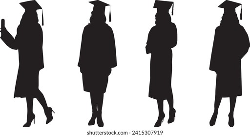 Graduation lady silhouettes, student ceremony