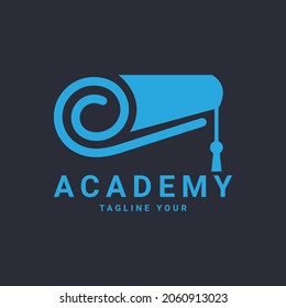 graduation letter roll logo Unique vector design can be used by premium education companies