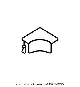 Graduation line icon isolated on white background. Graduation cap