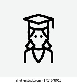 Graduation Line Icon On White Background