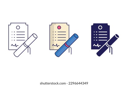 Graduation line and solid illustration icon