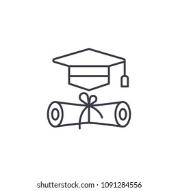 Graduation linear icon concept. Graduation line vector sign, symbol, illustration.