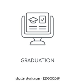 Graduation linear icon. Graduation concept stroke symbol design. Thin graphic elements vector illustration, outline pattern on a white background, eps 10.